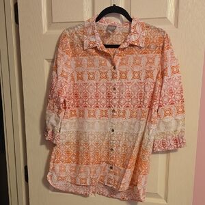 Chico's Vibrant Orange and White Blouse